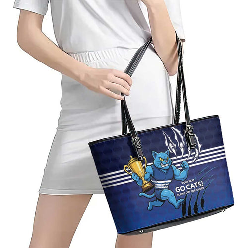 Personalised Geelong Pride Leather Tote Bag Claws Out for Glory - Aussie Hoodie