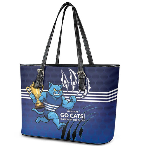 Personalised Geelong Pride Leather Tote Bag Claws Out for Glory - Aussie Hoodie