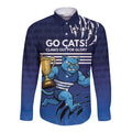 Personalised Geelong Pride Long Sleeve Button Shirt Claws Out for Glory - Aussie Hoodie