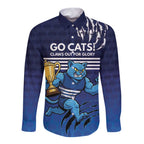 Personalised Geelong Pride Long Sleeve Button Shirt Claws Out for Glory - Aussie Hoodie