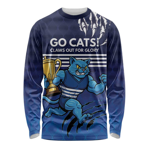 Personalised Geelong Pride Long Sleeve Shirt Claws Out for Glory - Aussie Hoodie