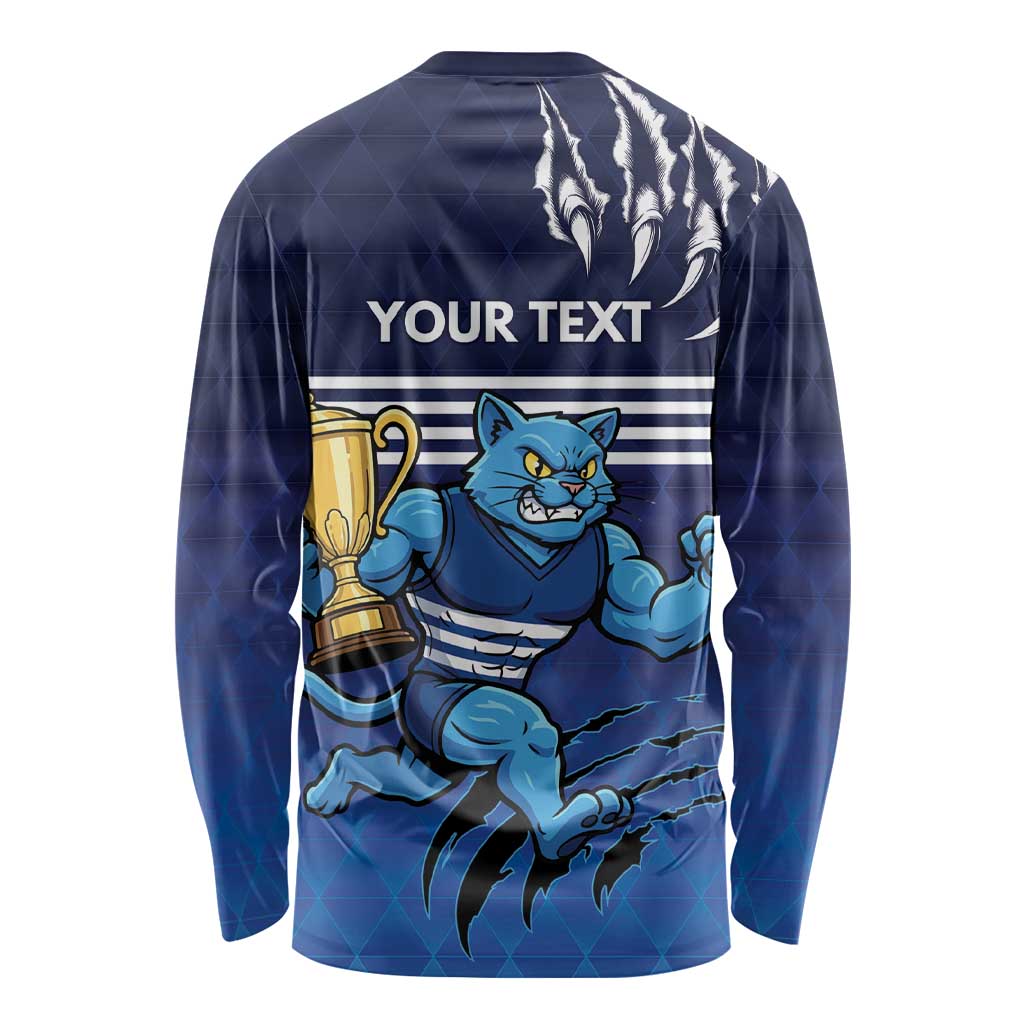 Personalised Geelong Pride Long Sleeve Shirt Claws Out for Glory - Aussie Hoodie