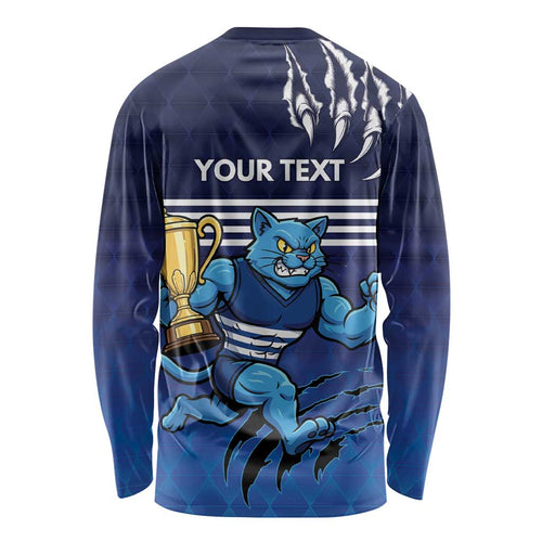 Personalised Geelong Pride Long Sleeve Shirt Claws Out for Glory - Aussie Hoodie