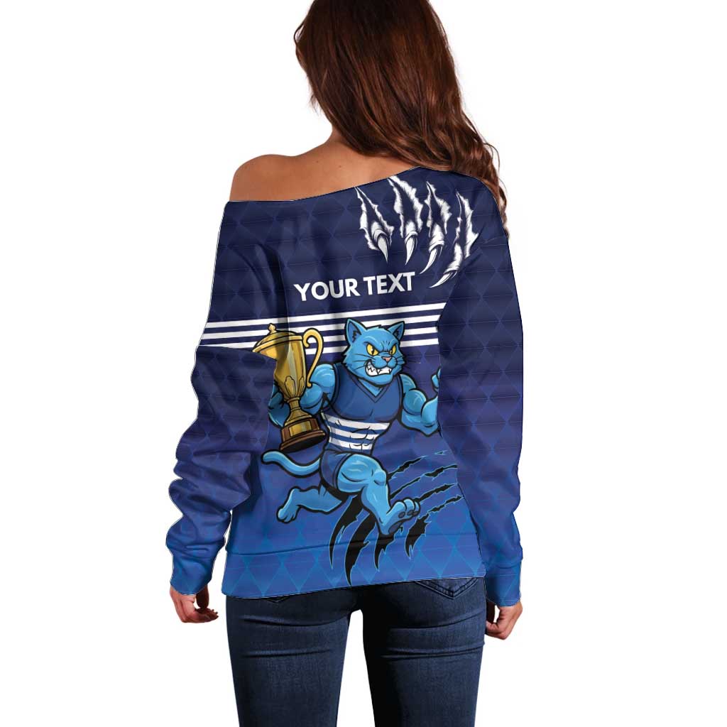 Personalised Geelong Pride Off Shoulder Sweater Claws Out for Glory - Aussie Hoodie