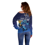 Personalised Geelong Pride Off Shoulder Sweater Claws Out for Glory - Aussie Hoodie