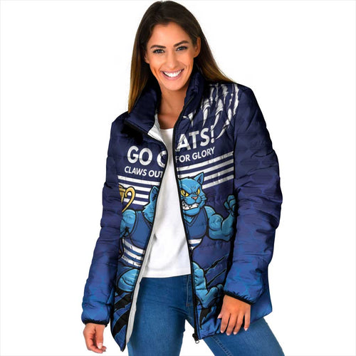 Personalised Geelong Pride Padded Jacket Claws Out for Glory - Aussie Hoodie