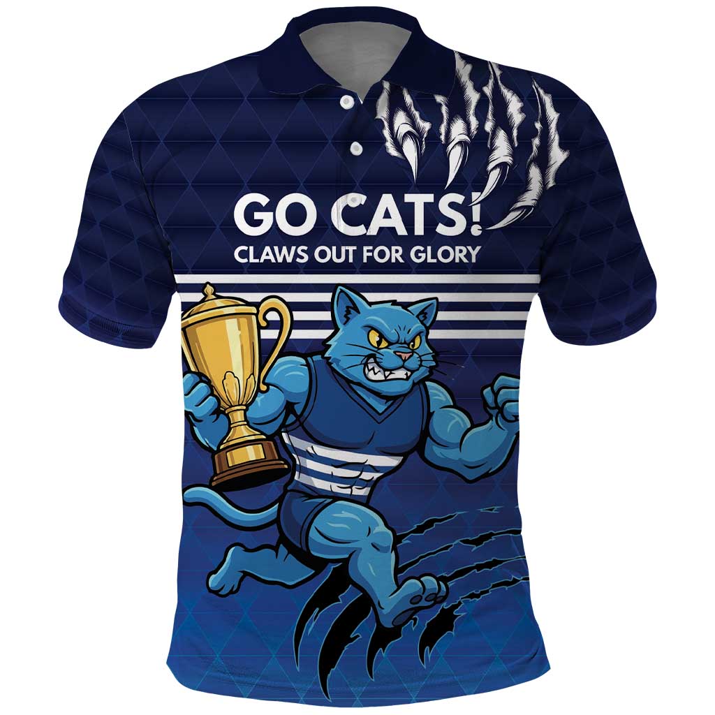 Personalised Geelong Pride Polo Shirt Claws Out for Glory - Aussie Hoodie