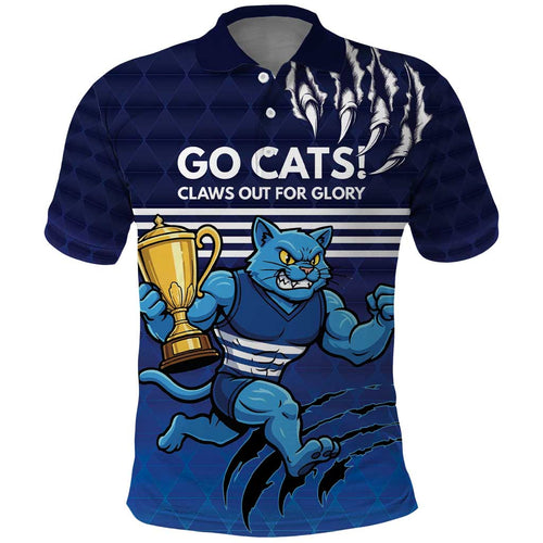 Personalised Geelong Pride Polo Shirt Claws Out for Glory - Aussie Hoodie