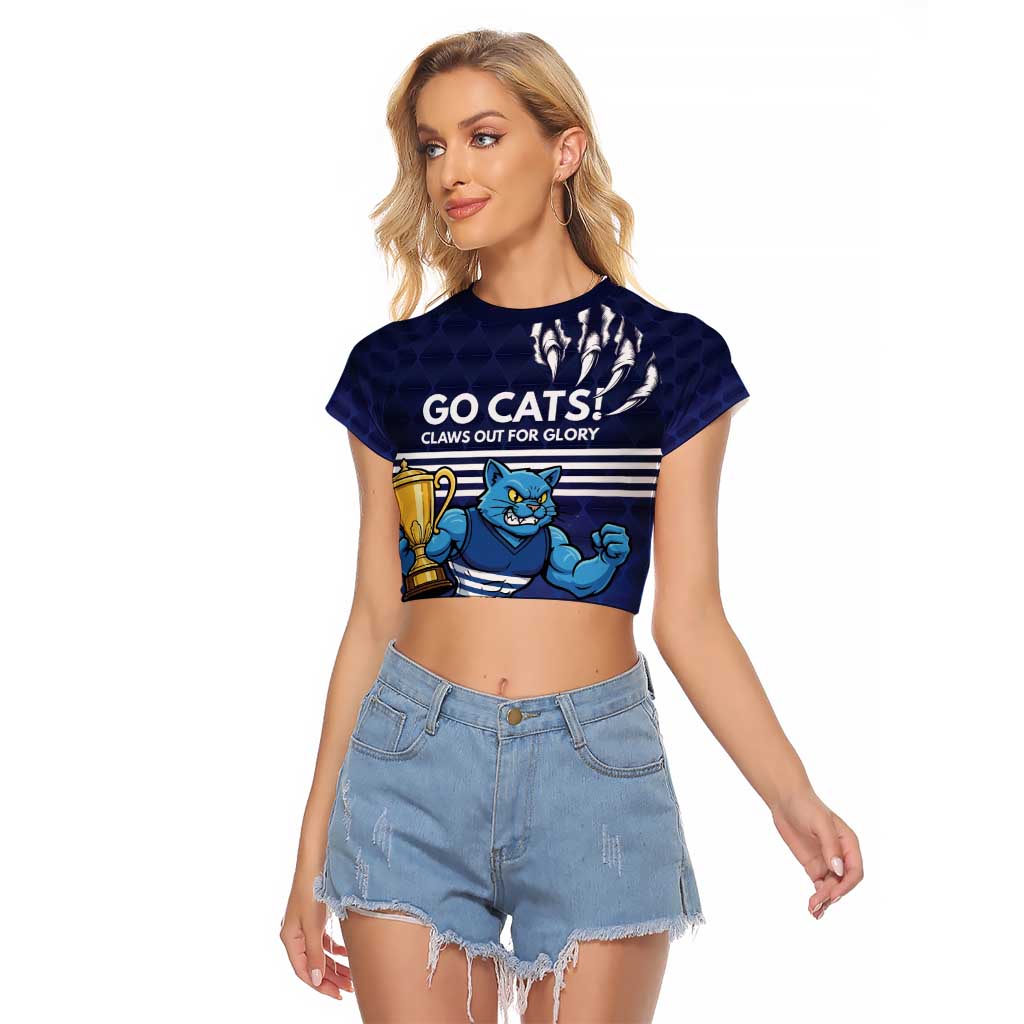Personalised Geelong Pride Raglan Cropped T Shirt Claws Out for Glory - Aussie Hoodie