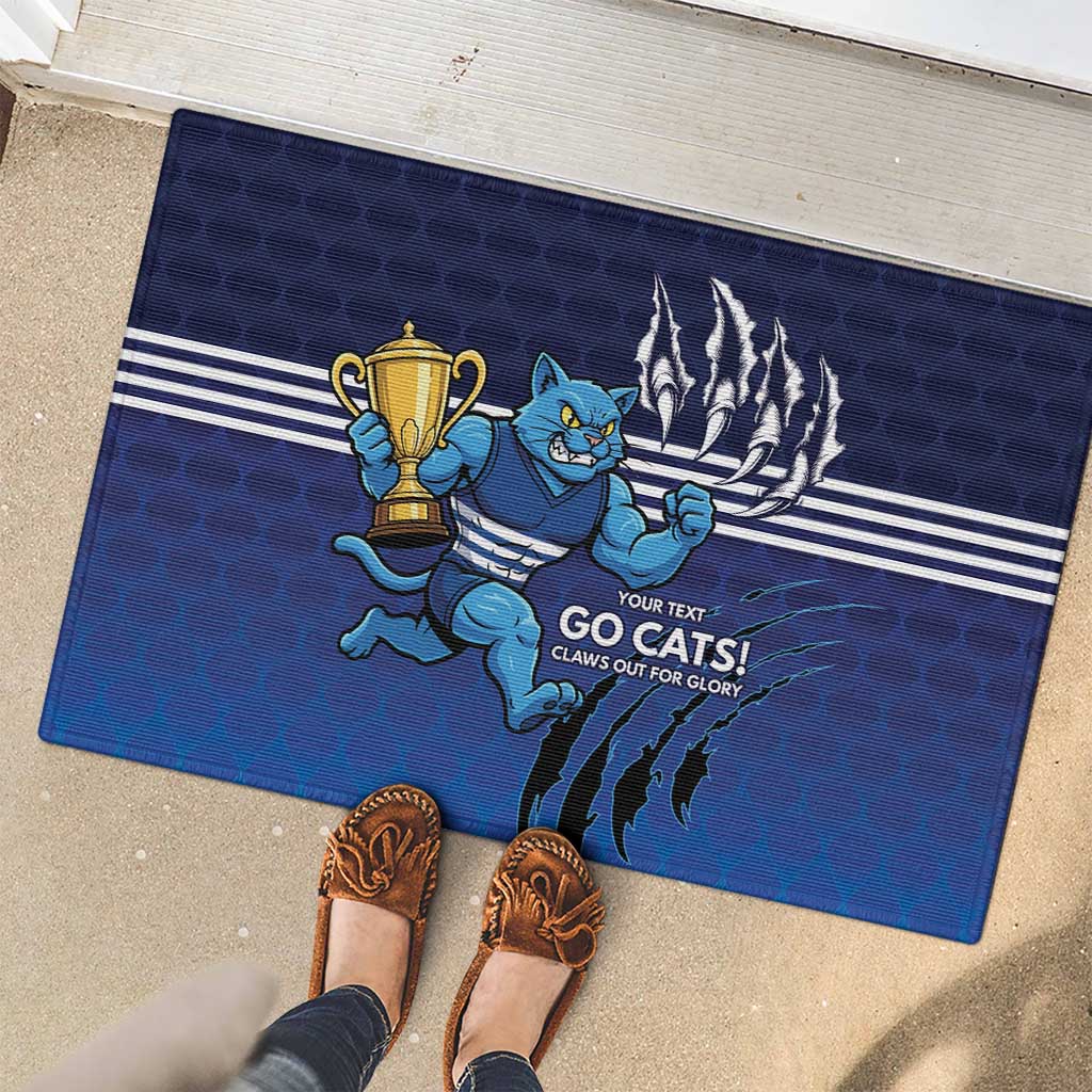 Personalised Geelong Pride Rubber Doormat Claws Out for Glory - Aussie Hoodie