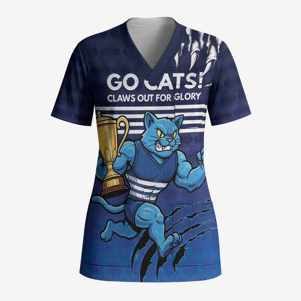 Personalised Geelong Pride Scrub Top Claws Out for Glory - Aussie Hoodie