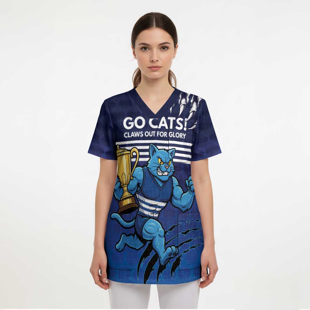 Personalised Geelong Pride Scrub Top Claws Out for Glory - Aussie Hoodie