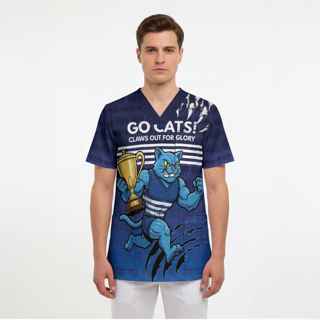 Personalised Geelong Pride Scrub Top Claws Out for Glory - Aussie Hoodie