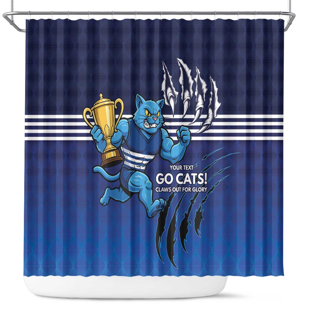 Personalised Geelong Pride Shower Curtain Claws Out for Glory - Aussie Hoodie