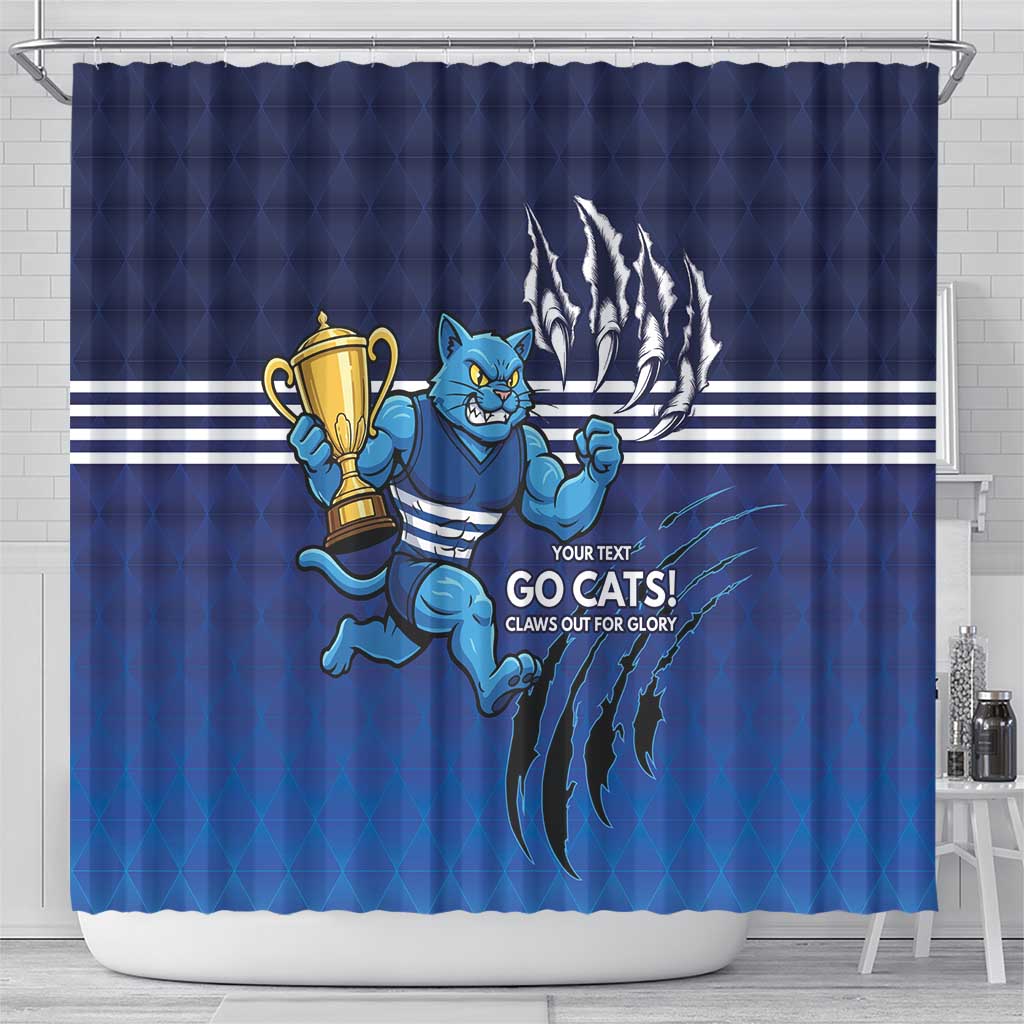 Personalised Geelong Pride Shower Curtain Claws Out for Glory - Aussie Hoodie