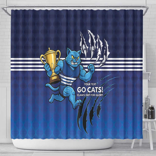Personalised Geelong Pride Shower Curtain Claws Out for Glory - Aussie Hoodie
