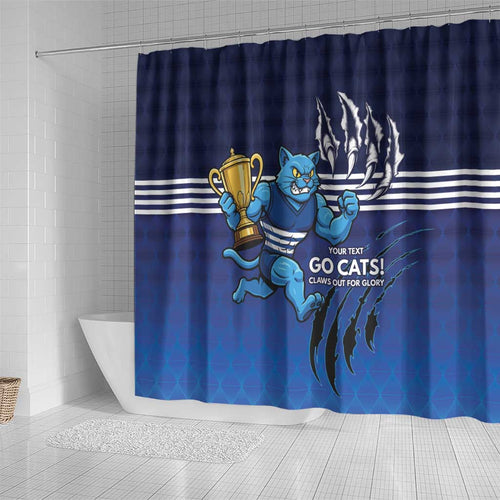 Personalised Geelong Pride Shower Curtain Claws Out for Glory - Aussie Hoodie