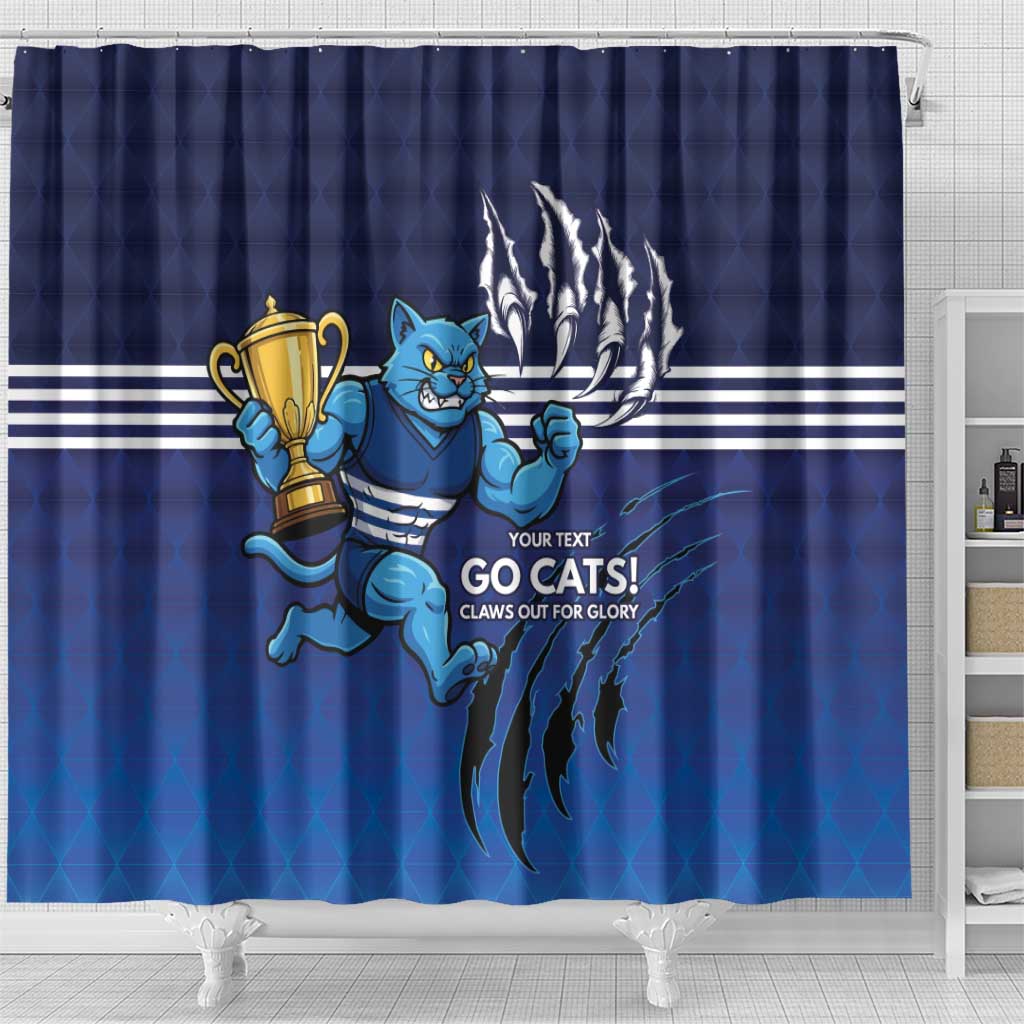 Personalised Geelong Pride Shower Curtain Claws Out for Glory - Aussie Hoodie