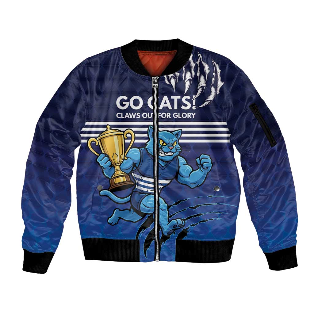 Personalised Geelong Pride Sleeve Zip Bomber Jacket Claws Out for Glory - Aussie Hoodie