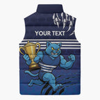Personalised Geelong Pride Sleeveless Puffer Jacket Claws Out for Glory - Aussie Hoodie