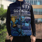 Personalised Geelong Pride Sleeveless Puffer Jacket Claws Out for Glory - Aussie Hoodie