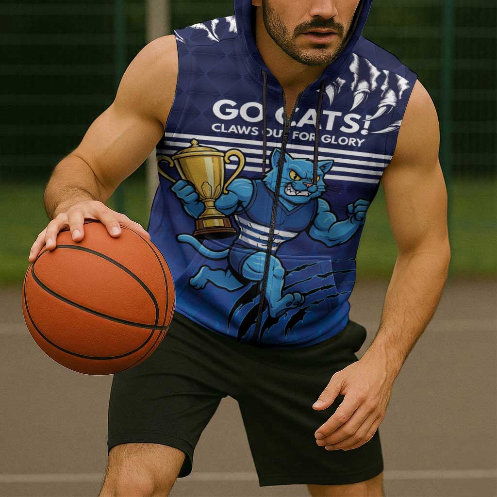 Personalised Geelong Pride Sleeveless Zip Hoodie Claws Out for Glory LT9