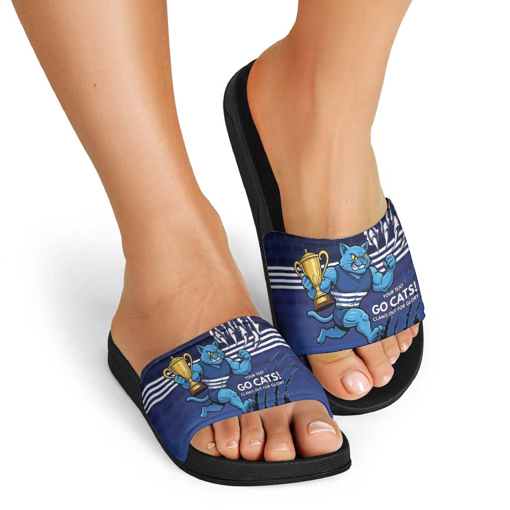 Personalised Geelong Pride Slide Sandals Claws Out for Glory - Aussie Hoodie