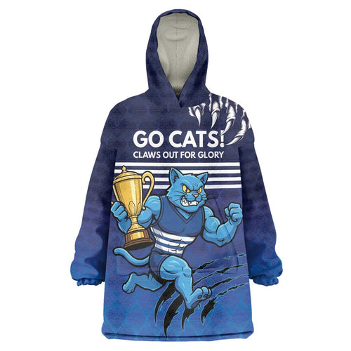 Personalised Geelong Pride Wearable Blanket Hoodie Claws Out for Glory - Aussie Hoodie
