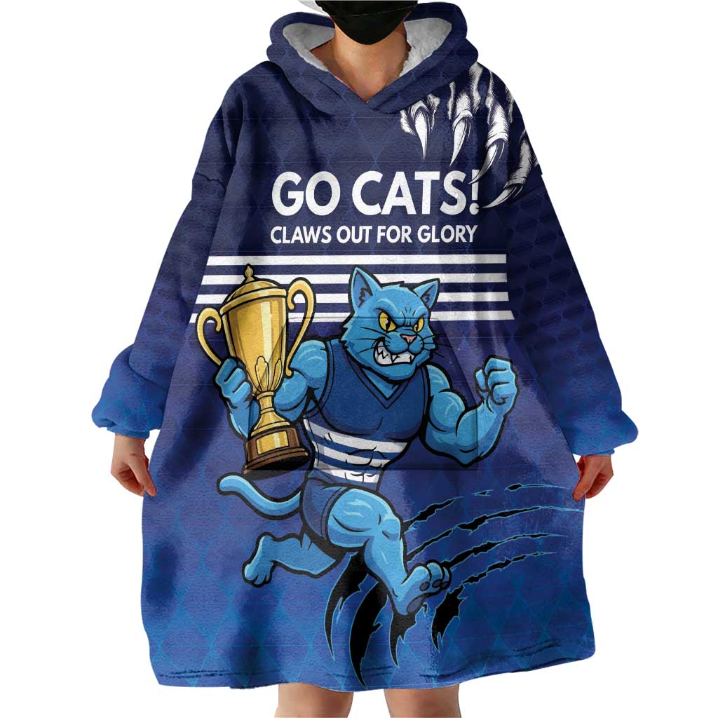 Personalised Geelong Pride Wearable Blanket Hoodie Claws Out for Glory - Aussie Hoodie