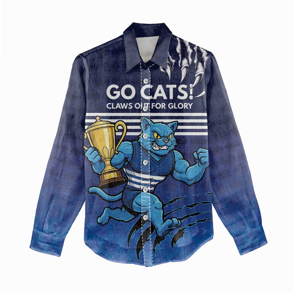 Personalised Geelong Pride Women Casual Shirt Claws Out for Glory - Aussie Hoodie