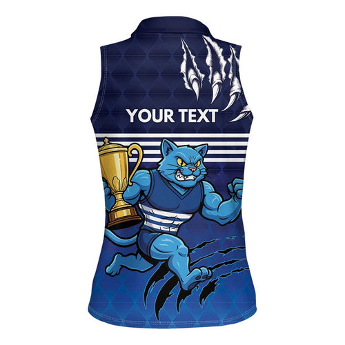 Personalised Geelong Pride Women Sleeveless Polo Shirt Claws Out for Glory - Aussie Hoodie