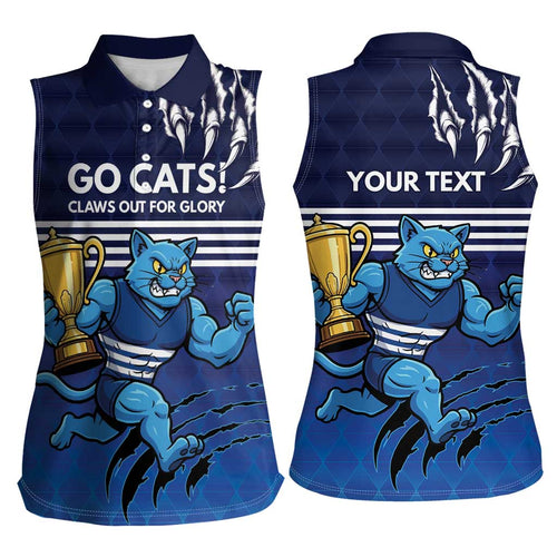Personalised Geelong Pride Women Sleeveless Polo Shirt Claws Out for Glory - Aussie Hoodie
