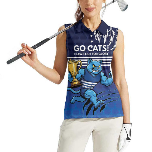 Personalised Geelong Pride Women Sleeveless Polo Shirt Claws Out for Glory - Aussie Hoodie