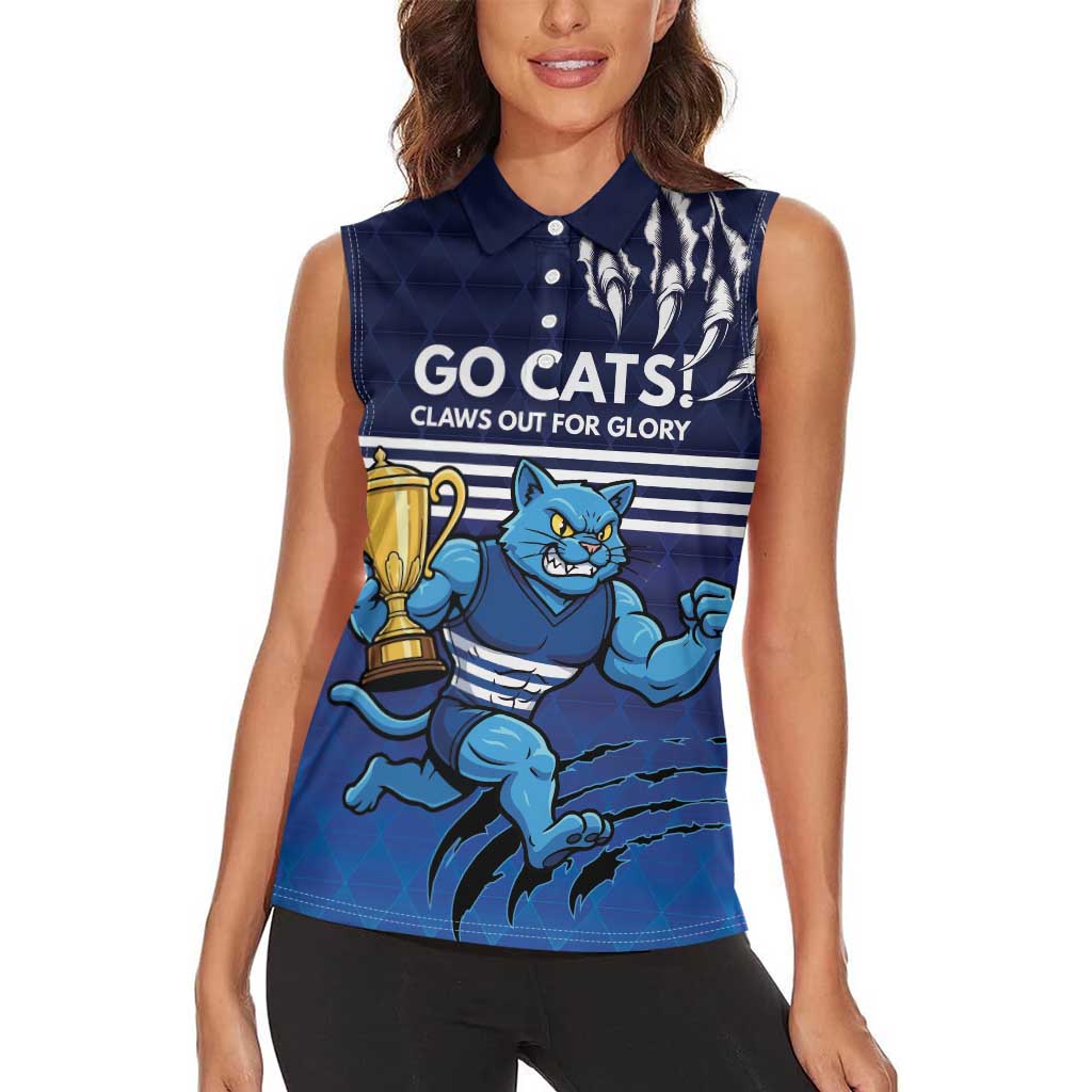 Personalised Geelong Pride Women Sleeveless Polo Shirt Claws Out for Glory - Aussie Hoodie