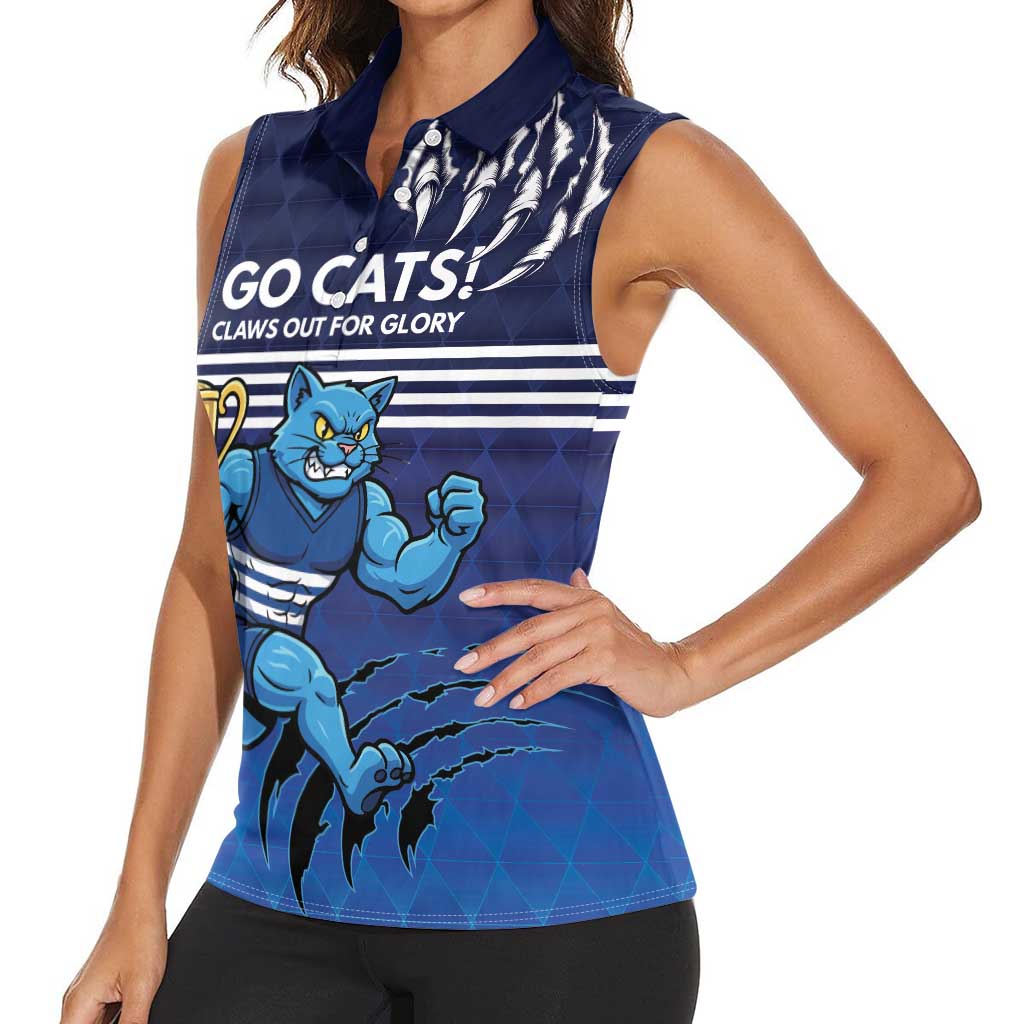 Personalised Geelong Pride Women Sleeveless Polo Shirt Claws Out for Glory - Aussie Hoodie