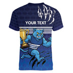 Personalised Geelong Pride Women V-Neck T-Shirt Claws Out for Glory - Aussie Hoodie