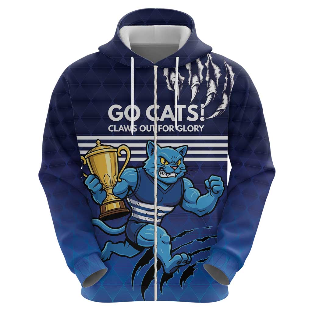 Personalised Geelong Pride Zip Hoodie Claws Out for Glory - Aussie Hoodie