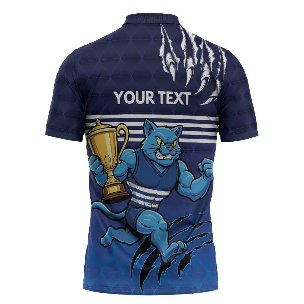Personalised Geelong Pride Zipper Polo Shirt Claws Out for Glory - Aussie Hoodie