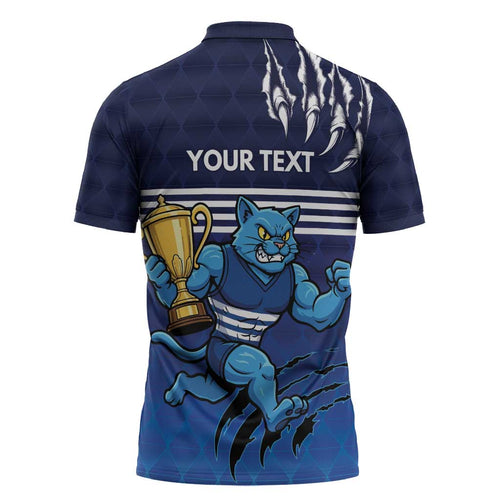 Personalised Geelong Pride Zipper Polo Shirt Claws Out for Glory - Aussie Hoodie