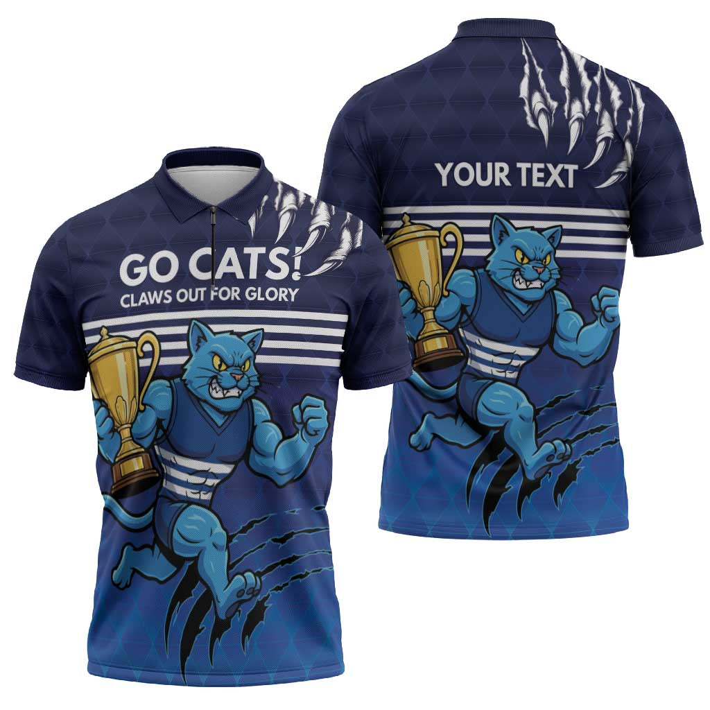 Personalised Geelong Pride Zipper Polo Shirt Claws Out for Glory - Aussie Hoodie