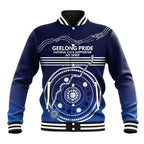 Custom Geelong Pride Baseball Jacket On the Road to Glory Indigenous Aboriginal - Aussie Hoodie