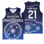 Custom Geelong Pride Basketball Jersey On the Road to Glory Indigenous Aboriginal - Aussie Hoodie