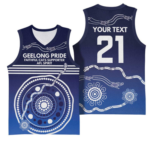 Custom Geelong Pride Basketball Jersey On the Road to Glory Indigenous Aboriginal - Aussie Hoodie