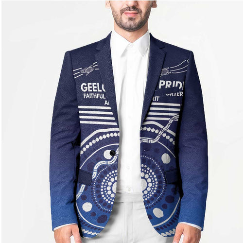 Custom Geelong Pride Blazer On the Road to Glory Indigenous Aboriginal - Aussie Hoodie