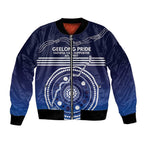 Custom Geelong Pride Bomber Jacket On the Road to Glory Indigenous Aboriginal - Aussie Hoodie