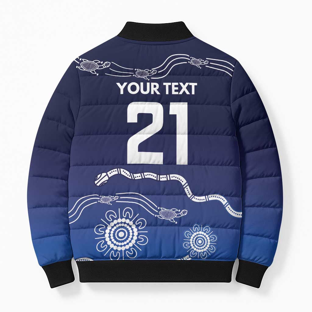 Custom Geelong Pride Bomber Puffer Jacket On the Road to Glory Indigenous Aboriginal - Aussie Hoodie