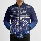 Custom Geelong Pride Bomber Puffer Jacket On the Road to Glory Indigenous Aboriginal - Aussie Hoodie