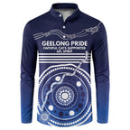 Custom Geelong Pride Button Sweatshirt On the Road to Glory Indigenous Aboriginal - Aussie Hoodie