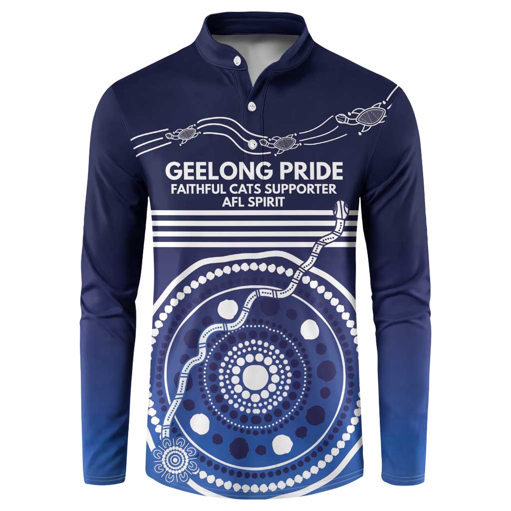 Custom Geelong Pride Button Sweatshirt On the Road to Glory Indigenous Aboriginal - Aussie Hoodie