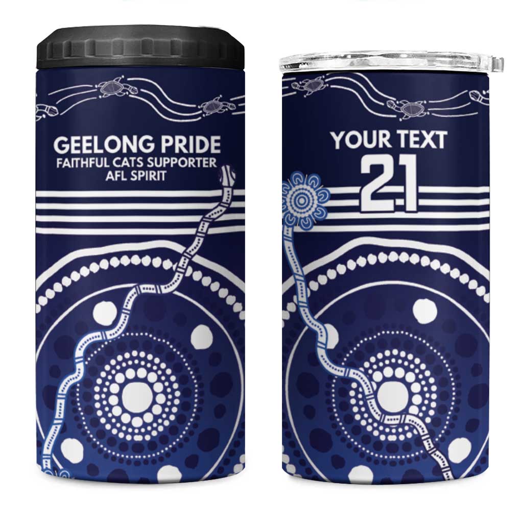 Custom Geelong Pride 4 in 1 Can Cooler Tumbler On the Road to Glory Indigenous Aboriginal - Aussie Hoodie